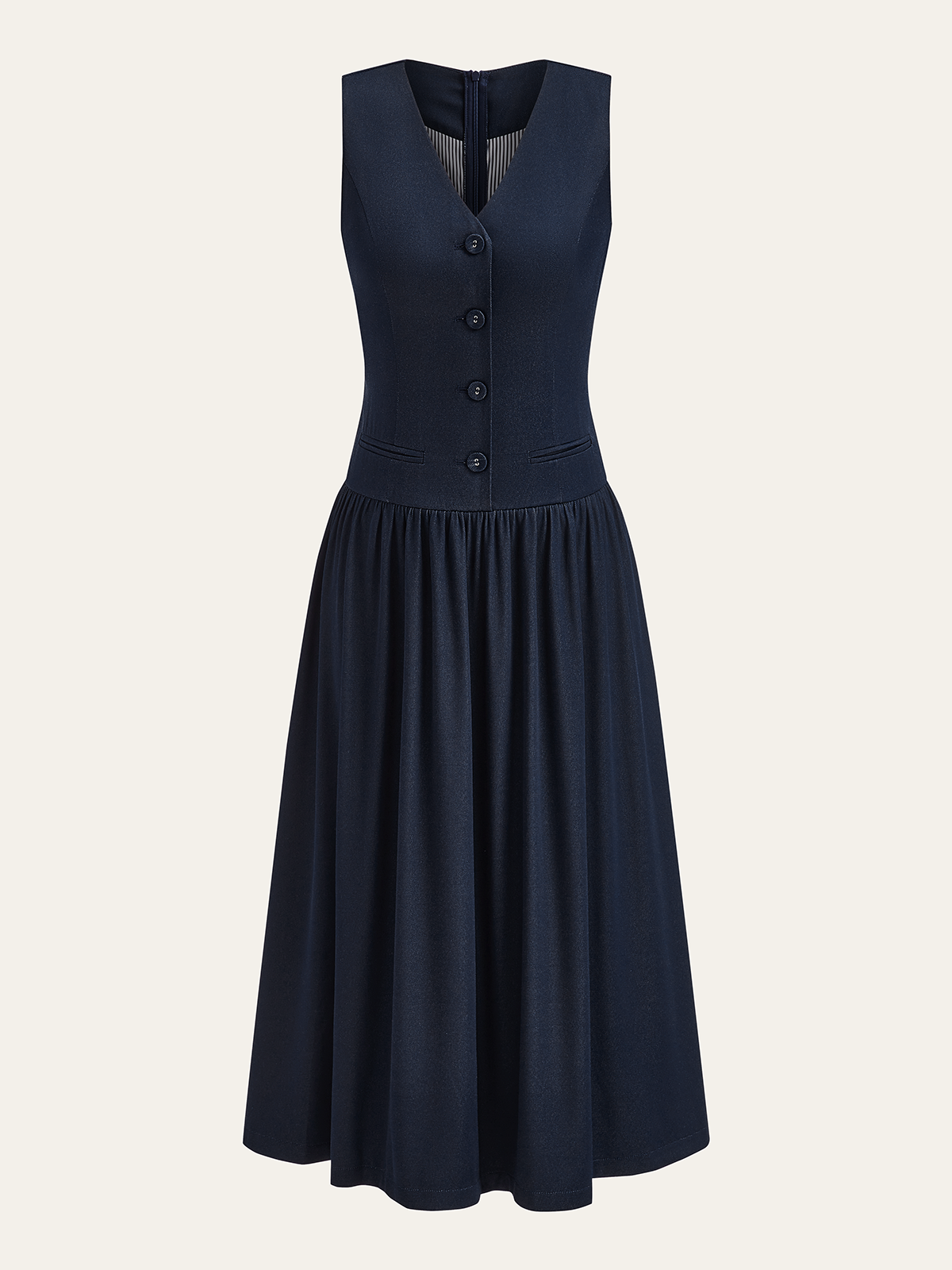 Starbloom Denim V-ringad Ruched Midi-klänning