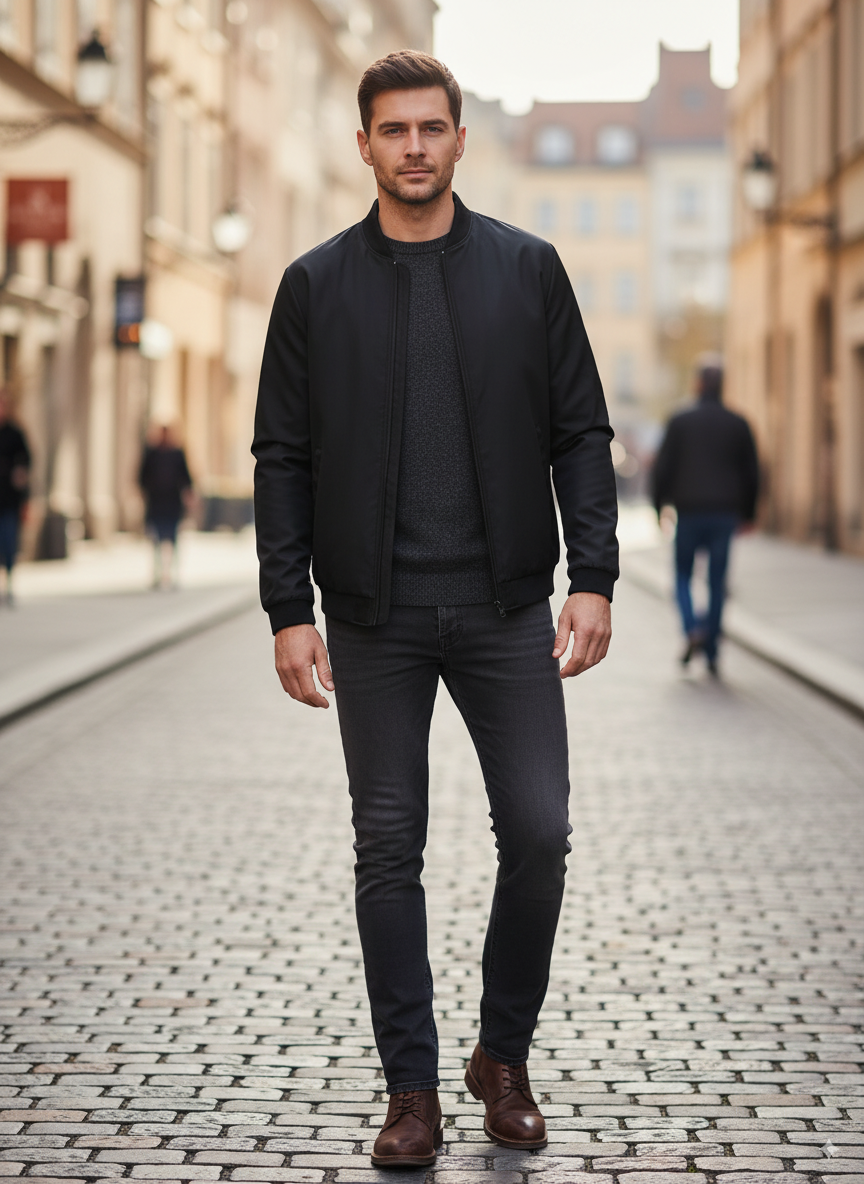 Men’s Baseball Collar Jacket – Lightweight Casual Autumn Coat