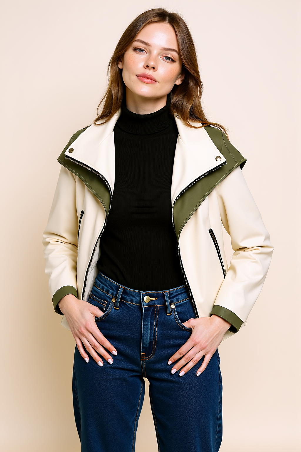 Women's Patchwork Long Trench Coat