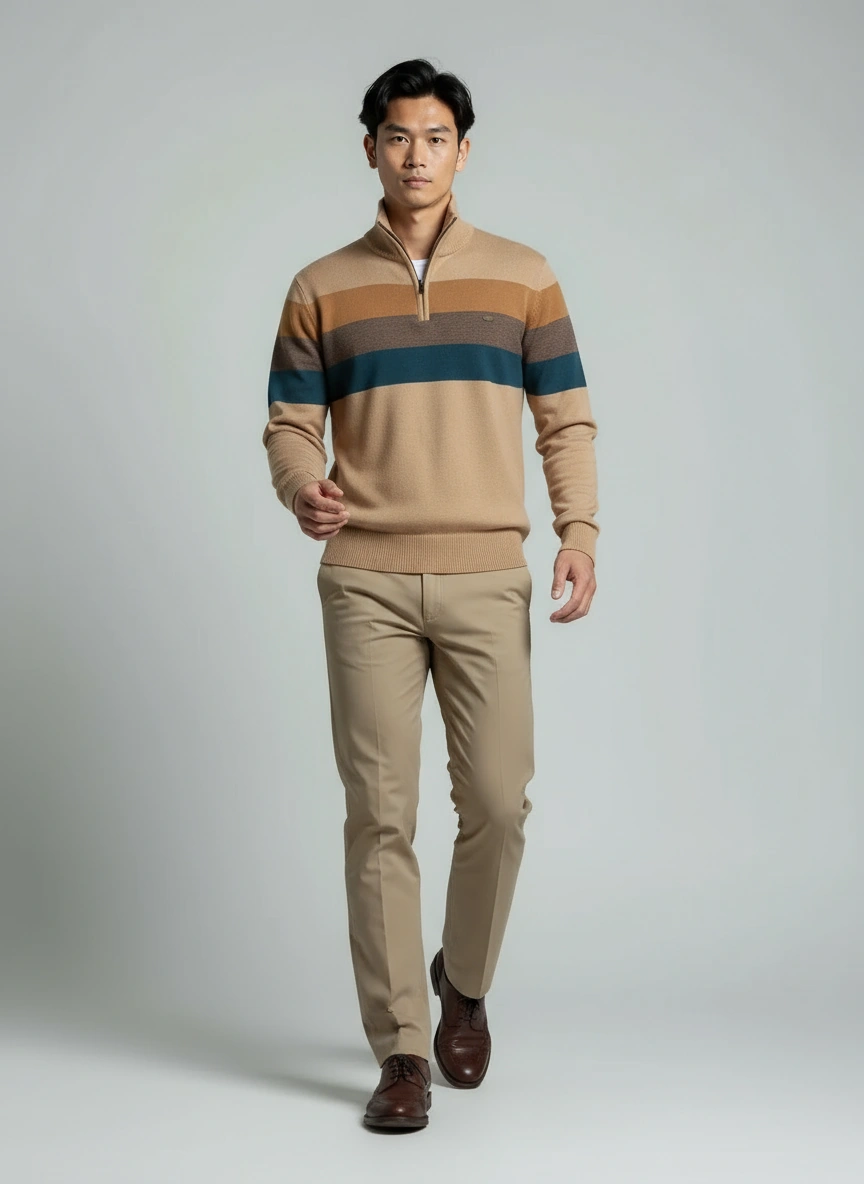 Men's Cotton Patchwork Knit Sweater