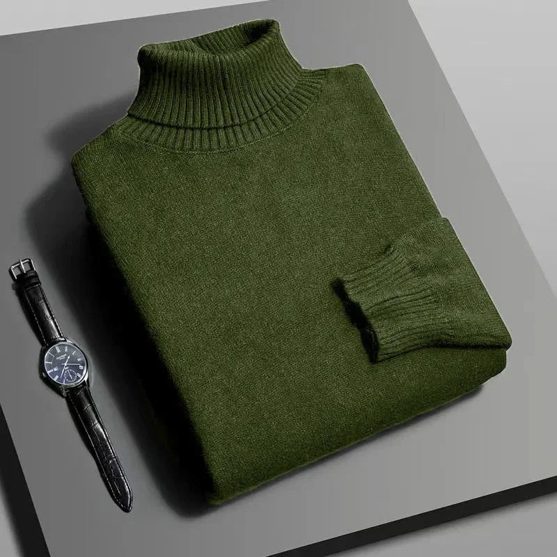 Men’s Turtleneck Sweater – Slim Fit Knitted Pullover for Autumn & Winter