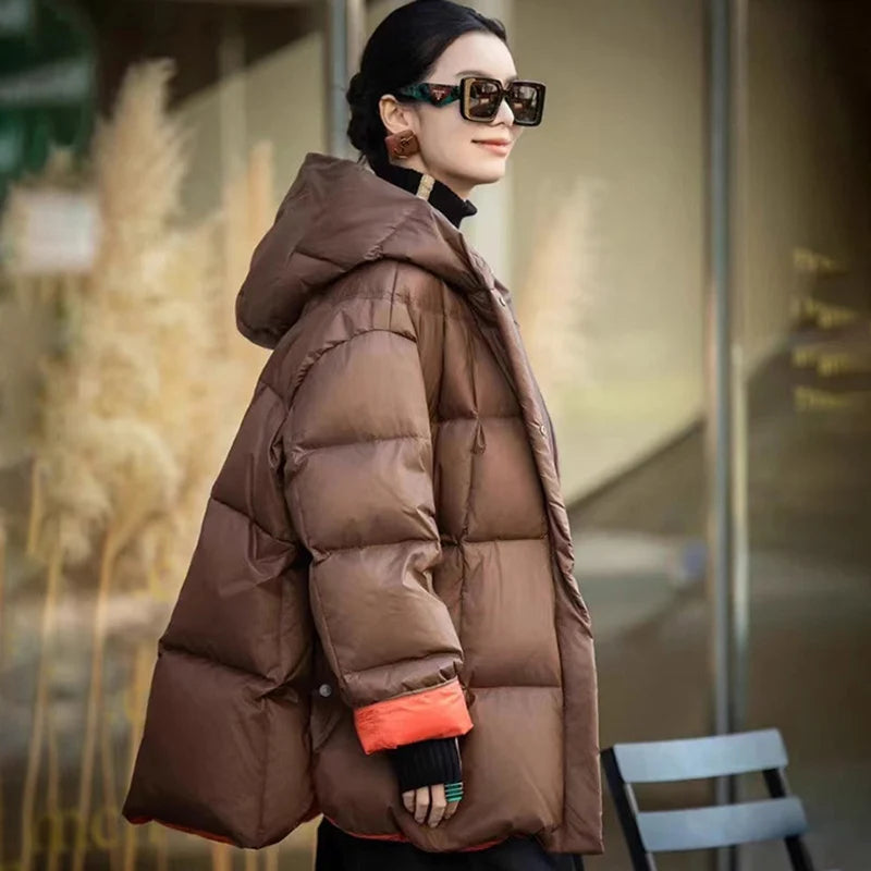 Women's Long Hooded Down Coat