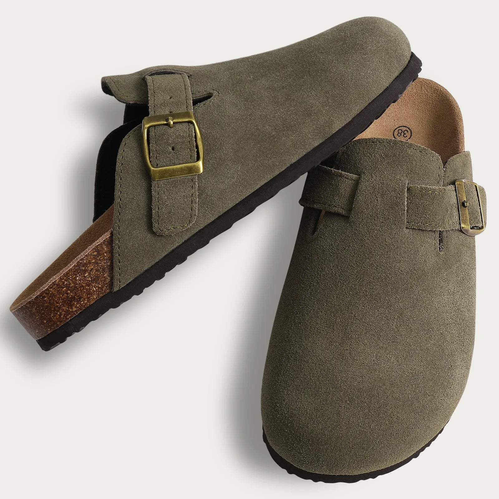 Sienna Wildleder-Pantoletten mit Kork-Innensohle
