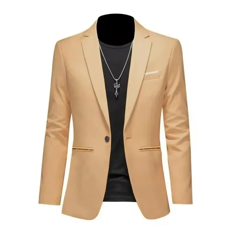 Men’s Slim Fit Blazer – Single-Breasted Casual Business Jacket