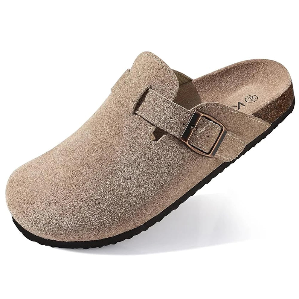 Sophia Pantoletten aus Kork-Wildleder