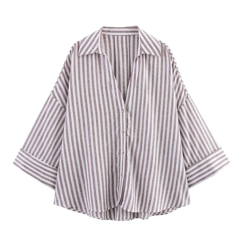 Women's Striped Loose Fit Casual Shirt