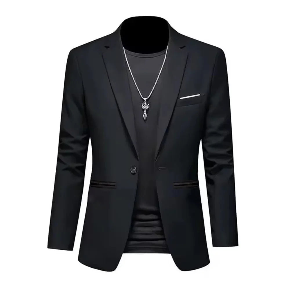 Men’s Slim Fit Blazer – Single-Breasted Casual Business Jacket