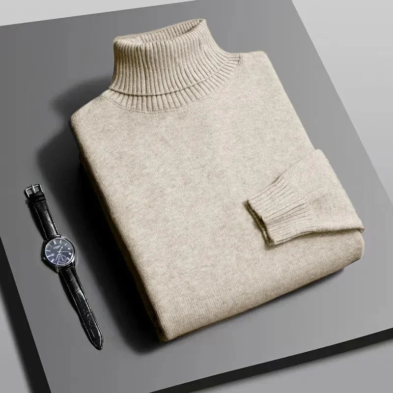Men’s Turtleneck Sweater – Slim Fit Knitted Pullover for Autumn & Winter