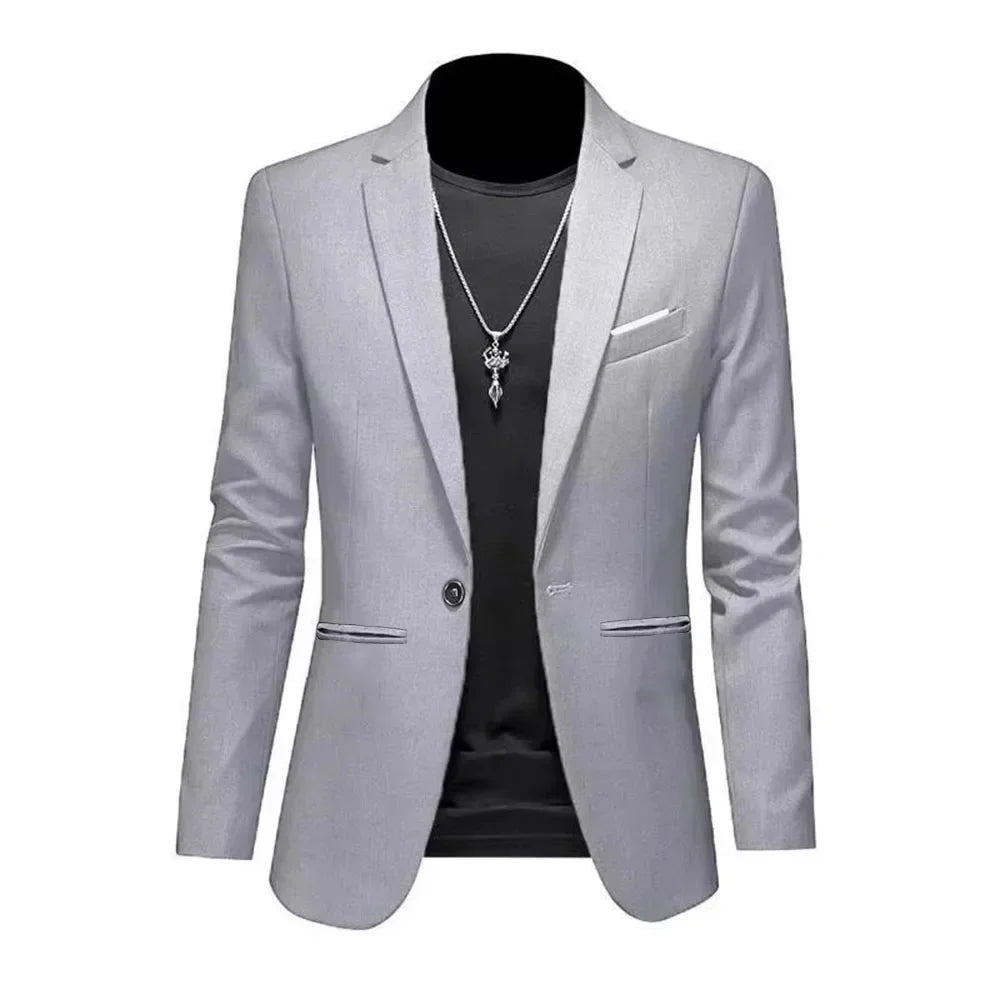 Men’s Slim Fit Blazer – Single-Breasted Casual Business Jacket