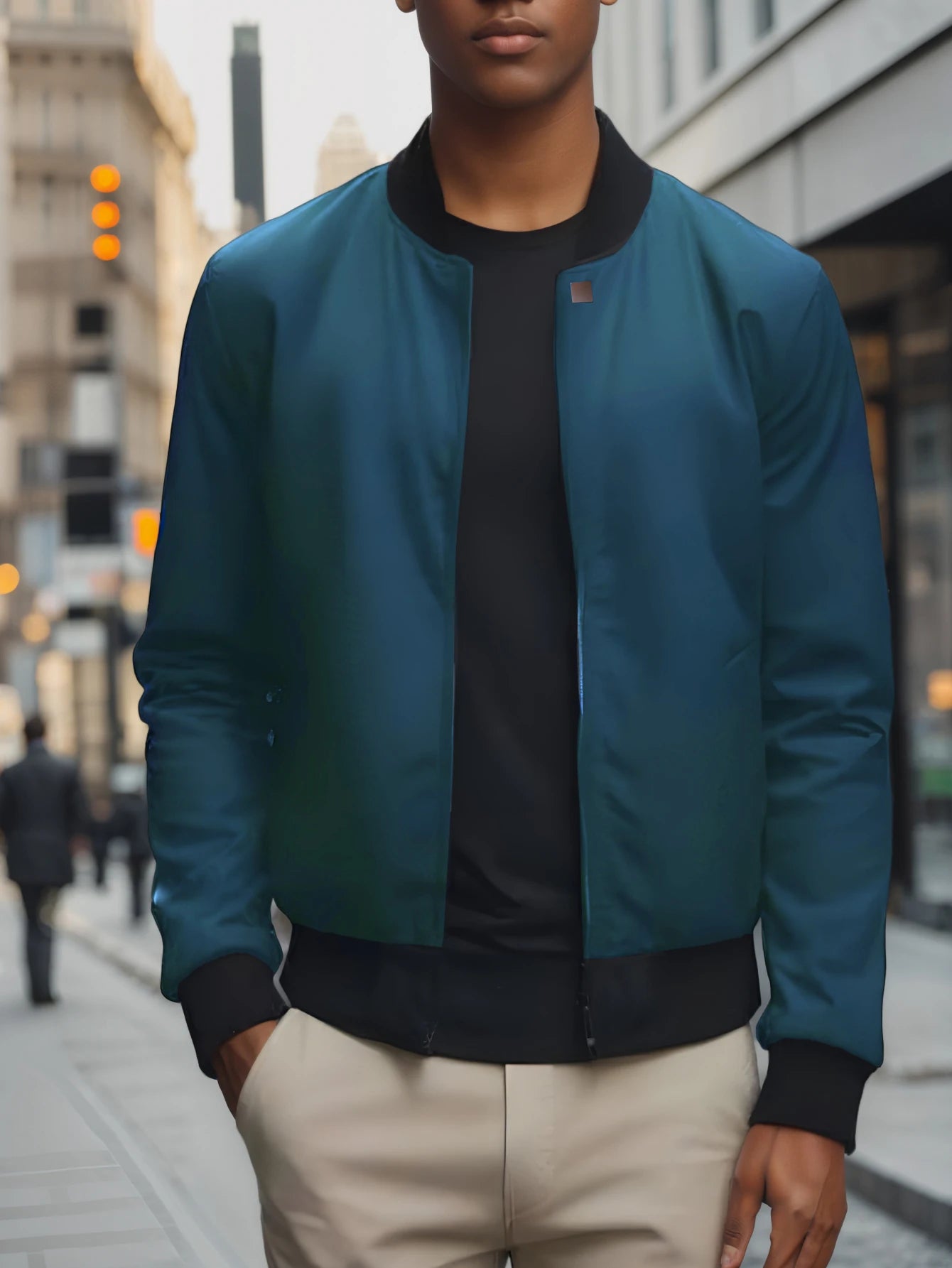 Men’s Baseball Collar Jacket – Lightweight Casual Autumn Coat