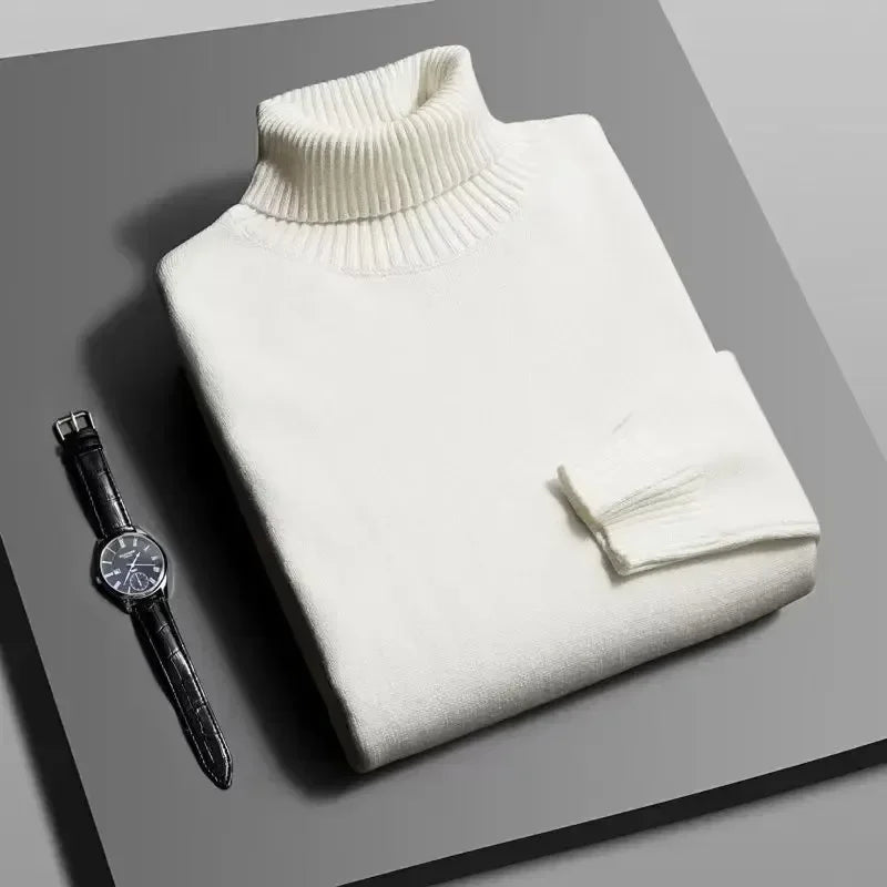 Men’s Turtleneck Sweater – Slim Fit Knitted Pullover for Autumn & Winter