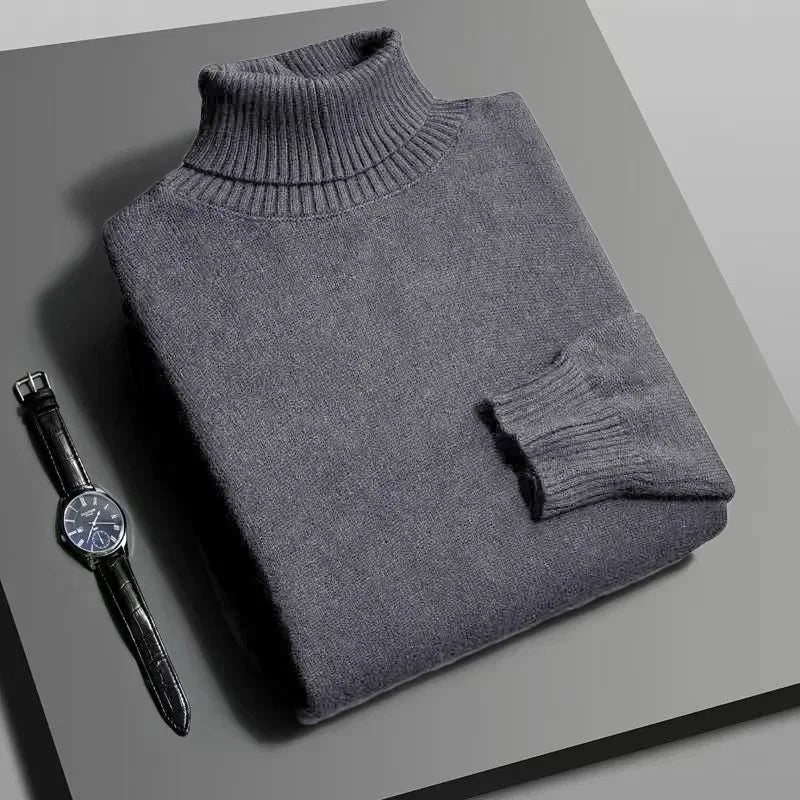 Men’s Turtleneck Sweater – Slim Fit Knitted Pullover for Autumn & Winter