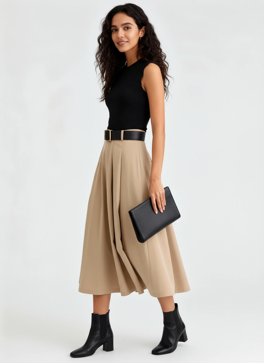 Women's Sleeveless Midi Pleated Dress